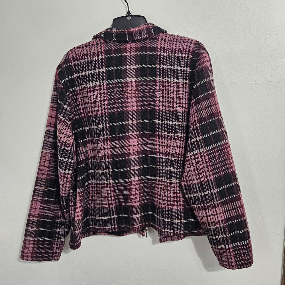 Vintage 90s Grunge Fashion Bug Wool Plaid Zip up Jacket. Size Large - Picture 4 of 6